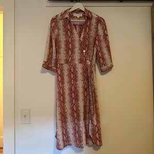 Red Snake Print Wrap Dress